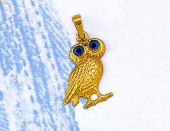 Gold Owl of Athens Pendant