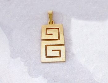 Gold Greek Key Meander Pendant