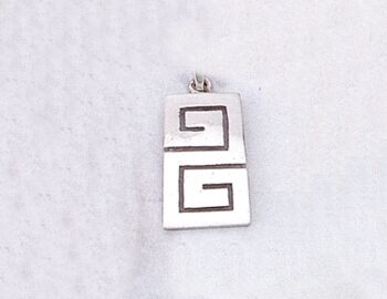 White gold Greek Key Meander Pendant