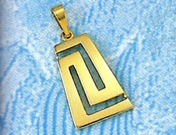 Gold Greek Key Meander Pendant