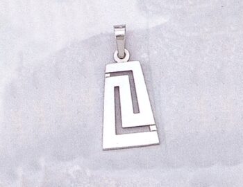 White gold Greek Key Meander Pendant