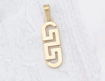 Gold Greek Key Meander Pendant