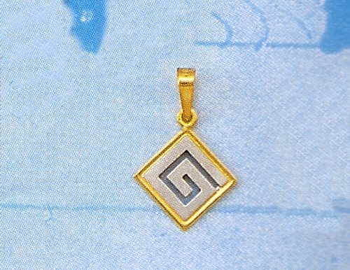 m519.jpg Gold & white gold Greek Key Meander Pendant
