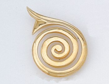 Gold Spiral Greek Key Pendant – large