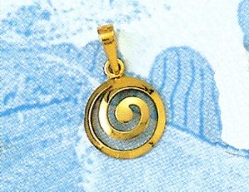 Gold Spiral Greek Key Pendant