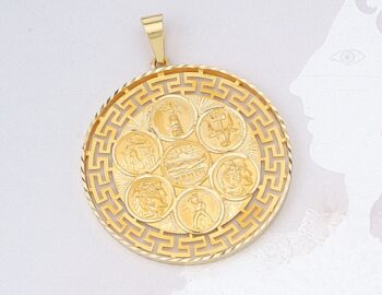 Gold Symbols of Greece Pendant