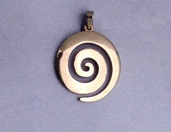 Gold Ancient Spiral Greek Key Pendant – small