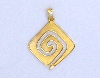 Sandblasted Gold Ancient Greek Key Pendant