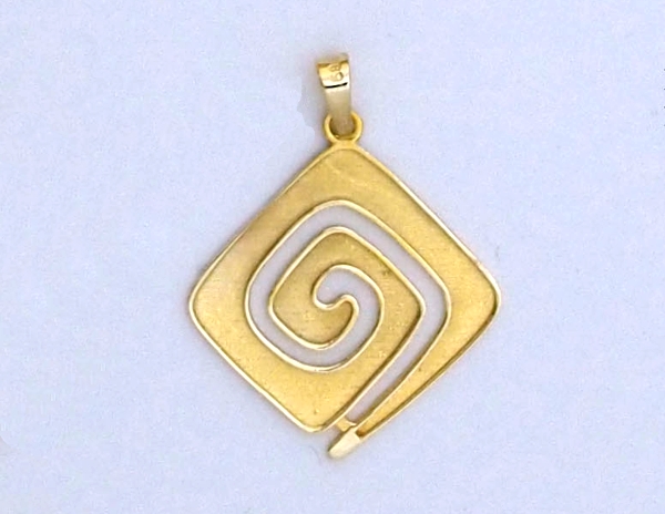 OLYMPUS DIGITAL CAMERA Sandblasted Gold Ancient Greek Key Pendant