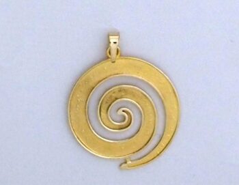 Sandblasted Gold Ancient Spiral Greek Key Pendant