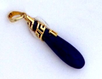 Gold “tear” lapis stone Pendant – large