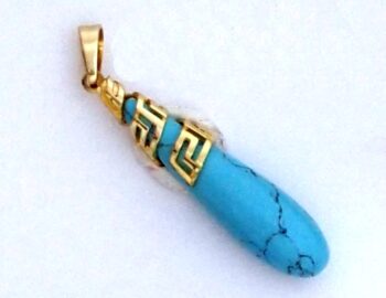 Gold “tear” turquoise stone Pendant – large