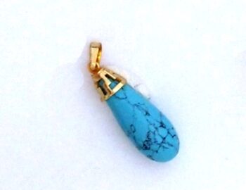 Gold “tear” turquoise stone Pendant – small
