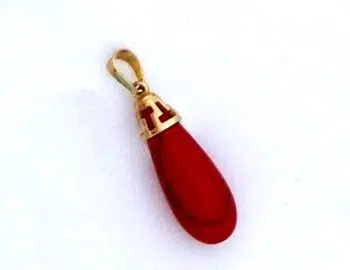 Gold “tear” coral stone Pendant – small