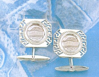 Silver Parthenon of Acropolis Cufflinks