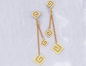 Gold Greek Key Meander Earring