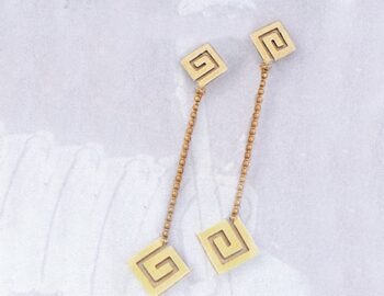 Gold Greek Key Meander Earring