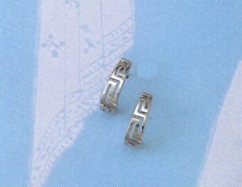 White gold Greek Key Meander Earring
