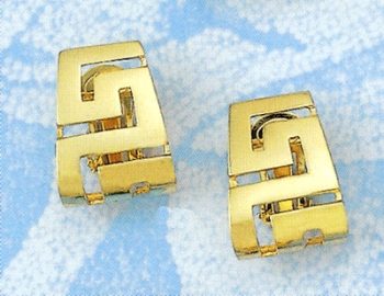 Gold Greek Key Meander clip Earring