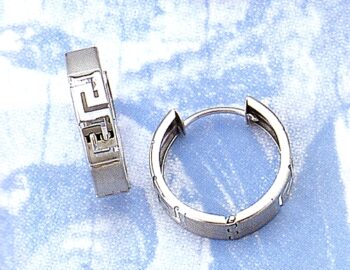 White gold Greek Key Meander Earring