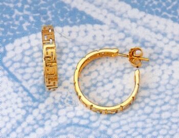 Gold Greek Key Meander Earring