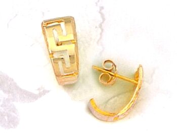 Gold Greek Key Meander Earring