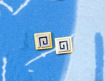 White gold Greek Key Meander Earring