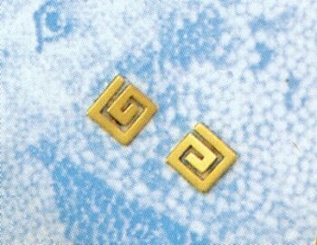 Gold Greek Key Meander Earring – small