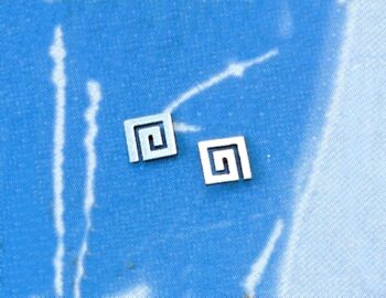 White gold Gold Greek Key Meander Earring