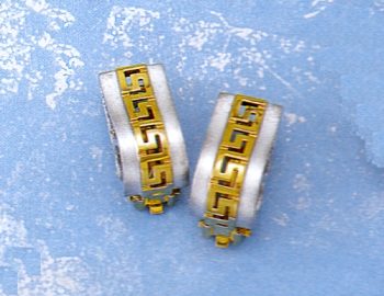 Gold & white gold Greek Key clip Earring