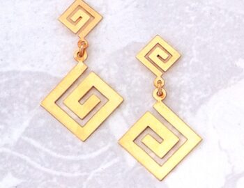 Gold Greek Key Meander Earring
