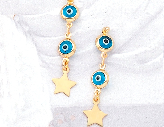 s604.jpg Gold Cross Earrings with double mati