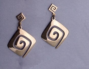 Gold Greek Key Meander Earring