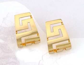 Gold Greek Key Meander Earring