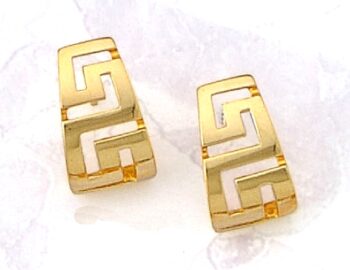Gold Greek Key Meander Earring