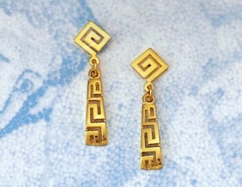 Gold Greek Key Meander Earring