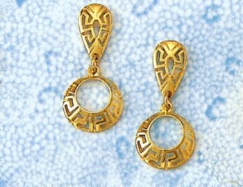 Gold Greek Key Meander Earring