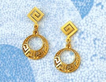 Gold Greek Key Meander Earring