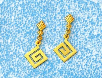 Gold Greek Key Meander Earring