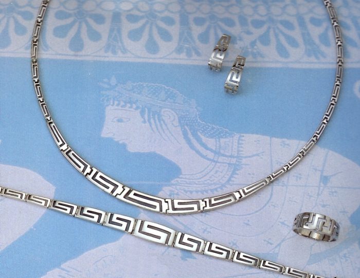 Greek Key Meander Jewelry Set