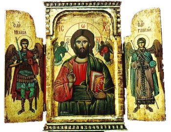 Triptych Icon Jesus Christ the Saviour The Archangels, St. Michael& St. Gabriel