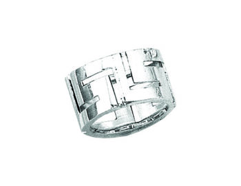 White Gold Greek Key Meander Wedding Ring