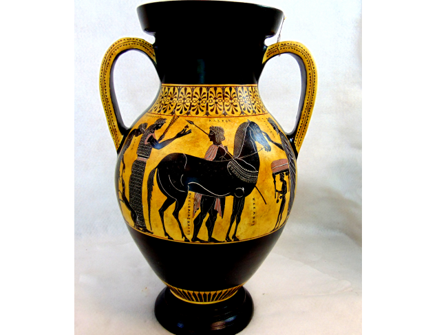 Black figured amphora showing Achilles & Ajax
