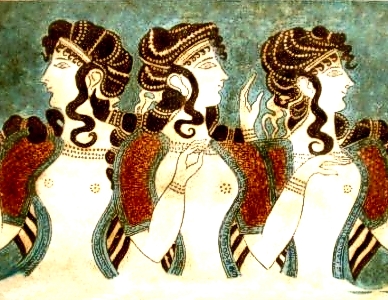 The Blue Ladies fresco from the island of Santorini, 1200 BC
