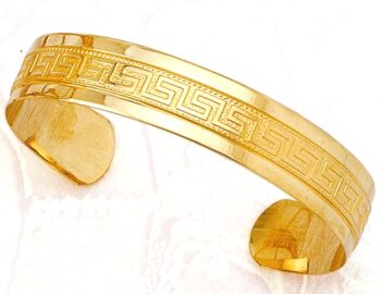 Gold Greek Key Meander Bangle