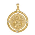 Gold Constatinato pendant with red zirgon - Image 2