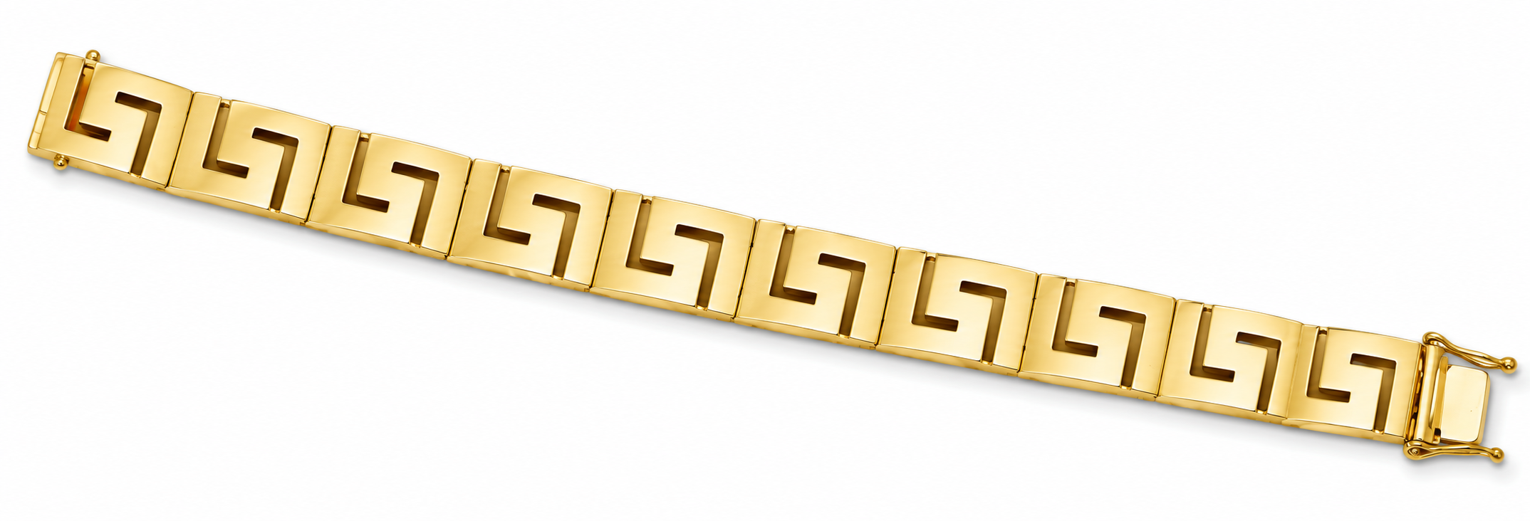 b107 Mens Gold Greek Key Meander Bracelet - solid - Image 1